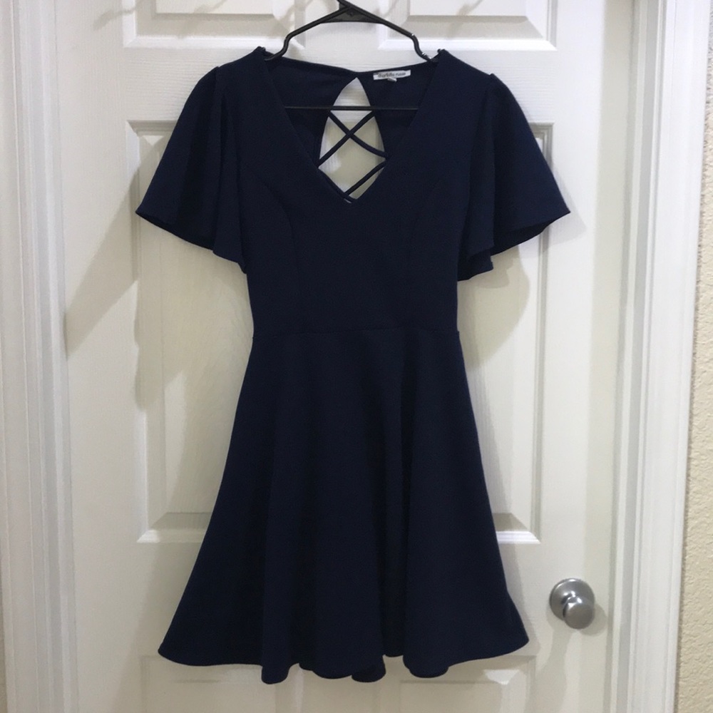 Size small open back navy dress